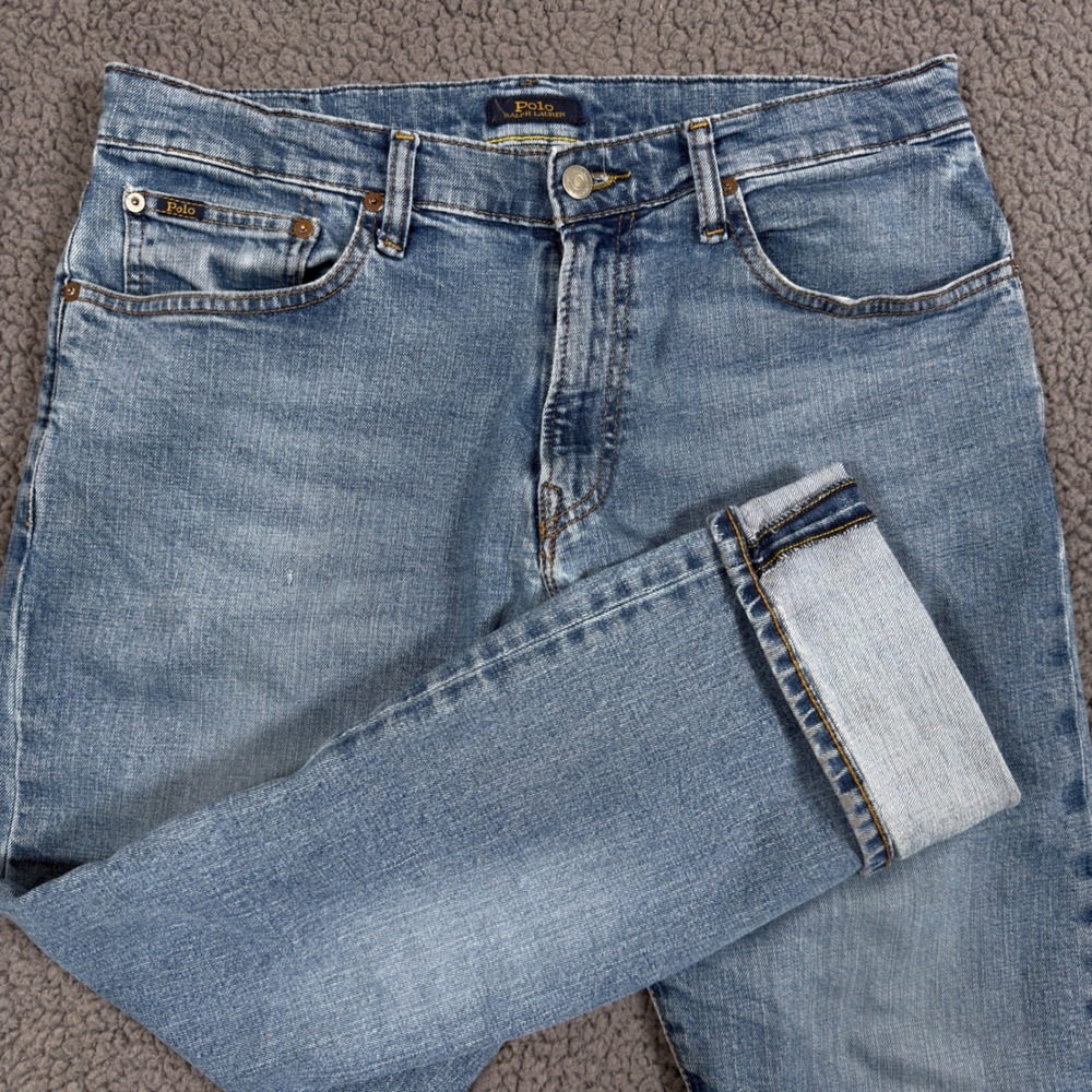 Polo Ralph Lauren Hampton Relaxed Straight Jeans Mens 32x30 Medium Wash Selvedge